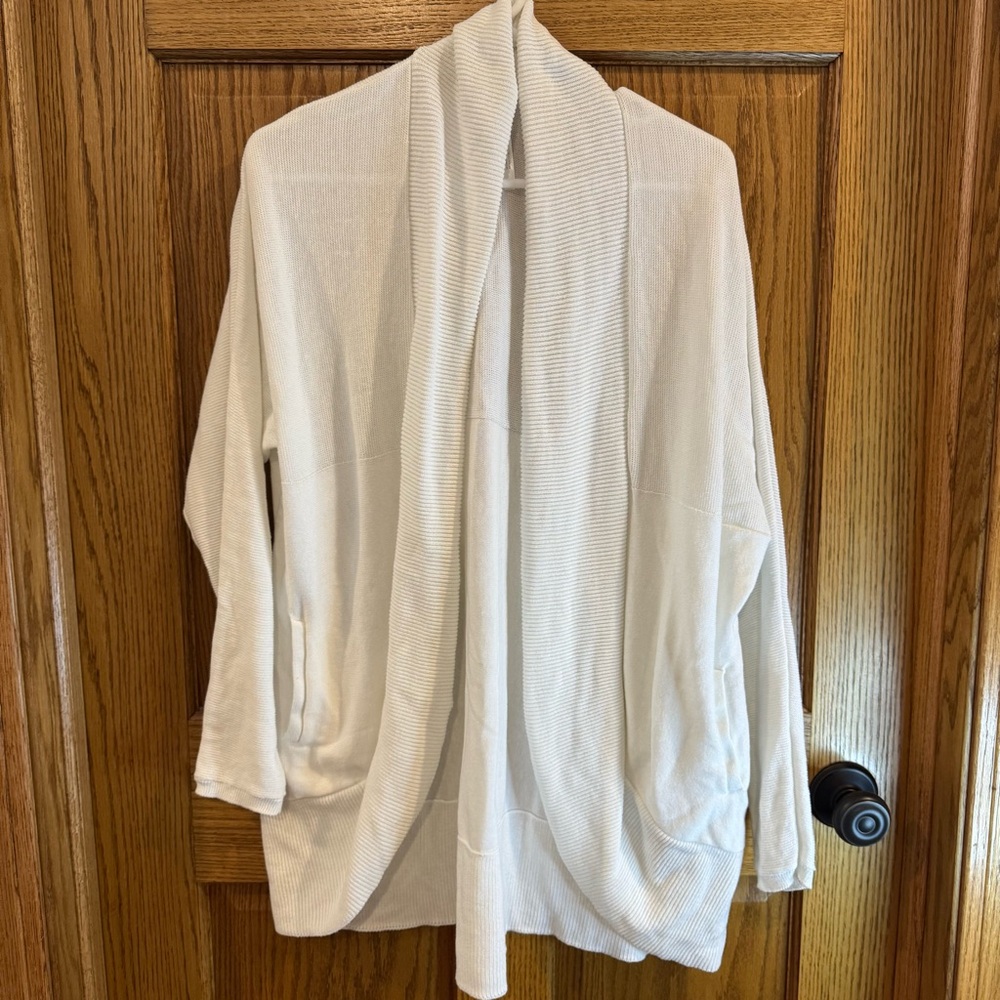 KÜHL Open Front Shawl Collar Cardigan Cream Off White Cotton Blend XL